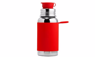 Pura Kiki 18oz/550ml Sport Stainless Steel Bottle with Silicone Sport Top Red Sleeve
