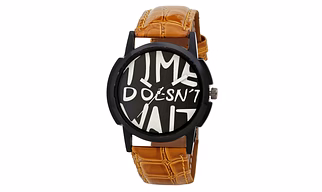 LOF Black Round Dial Leather Strap Men's Analog watch  - LW1001