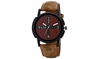 LOF Brown Round Dial Leather Strap Men's Analog watch  - LW1003