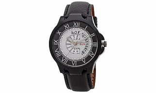 LOF White Round Dial Leather Strap Men's Multi function Analog watch - LW2004