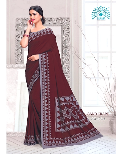 Tamara Sand Crape Saree (SC - 016)-SC - 016