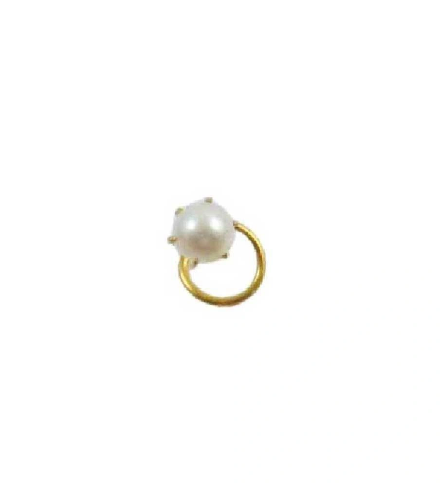 Vinayak REAL PEARLS Gold Nose Stud (3 mm)-gnp3pearl