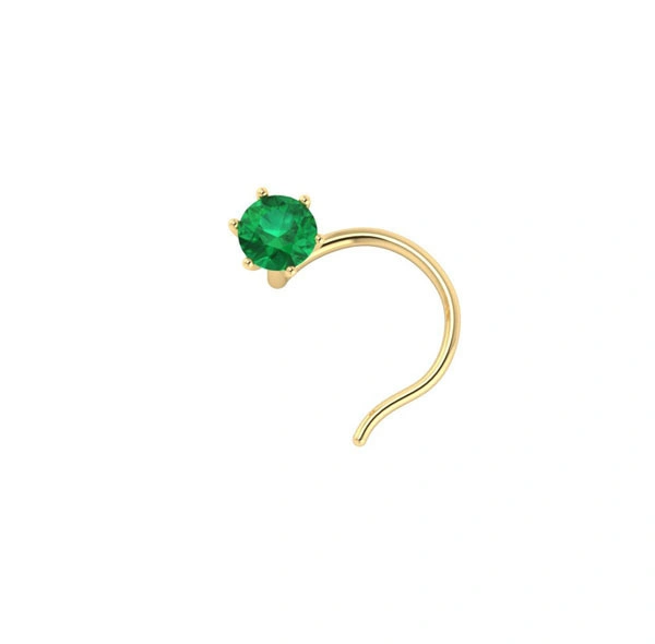 Vinayak Single Gems Cubic Zirconia Gold Nose Stud(green)-gnp35green