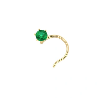 Vinayak Single Gems Cubic Zirconia Gold Nose Stud(green)