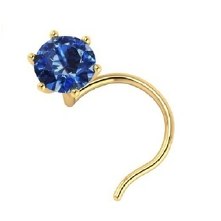 Vinayak Single Gems Cubic Zirconia Gold Nose Stud(blue)