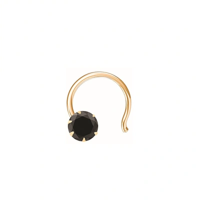 Vinayak Single Gems Cubic Zirconia Gold Nose Stud(black)