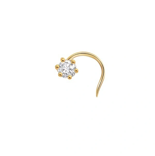 Vinayak Cubic Zirconia Gold Nose Stud(2mm)-gnosepinwire2