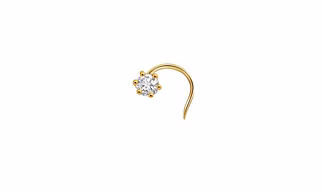 Vinayak Single Gems Cubic Zirconia Gold Nose Stud (3 mm)
