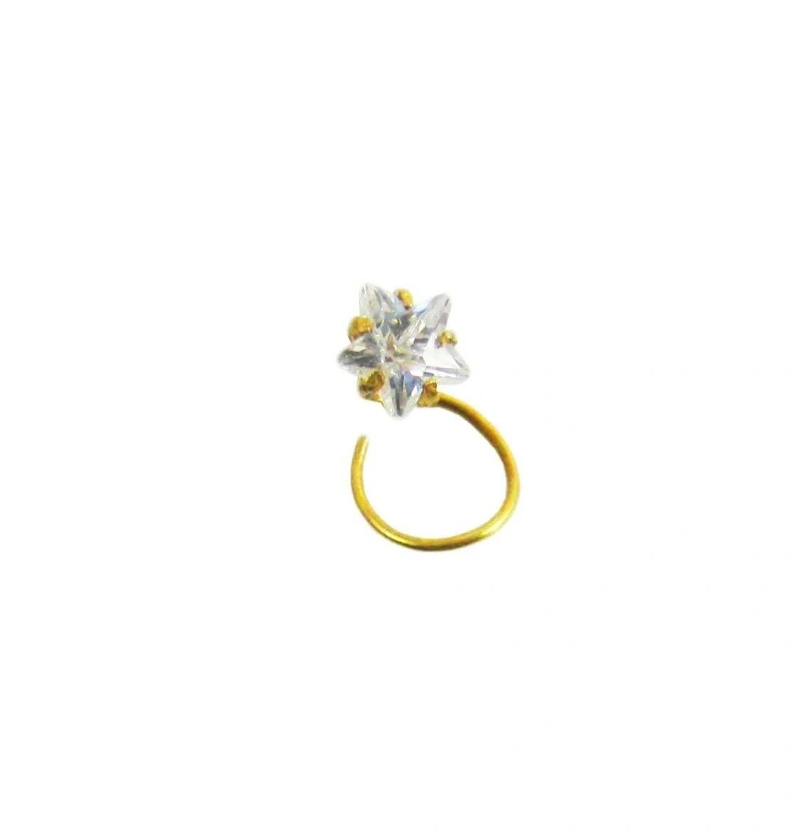 VINAYAK STAR CUBIC ZIRCONIA GOLD NOSE STUD (4 MM)-gnpstar4ad