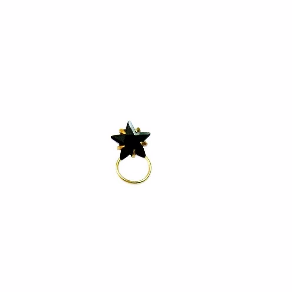 Vinayak star Cubic Zirconia Gold Nose Stud image 1
