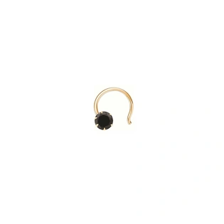Vinayak Single Gems Cubic Zirconia Gold Nose Stud(black 2.5)