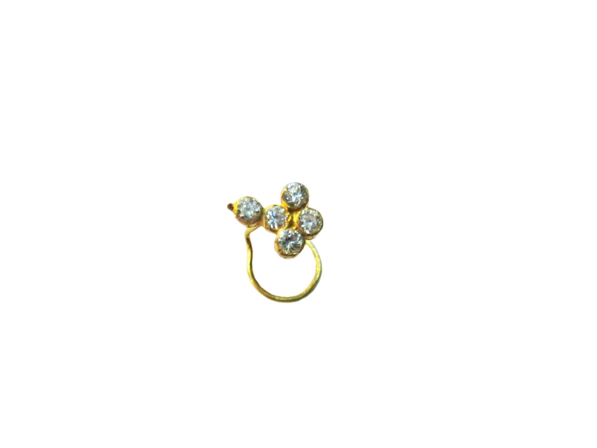 Vinayak Cubic Zirconia Gold Nose Stud(4 stone)-gnp200m6