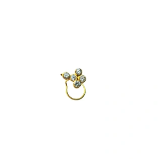 Vinayak Cubic Zirconia Gold Nose Stud(4 stone)