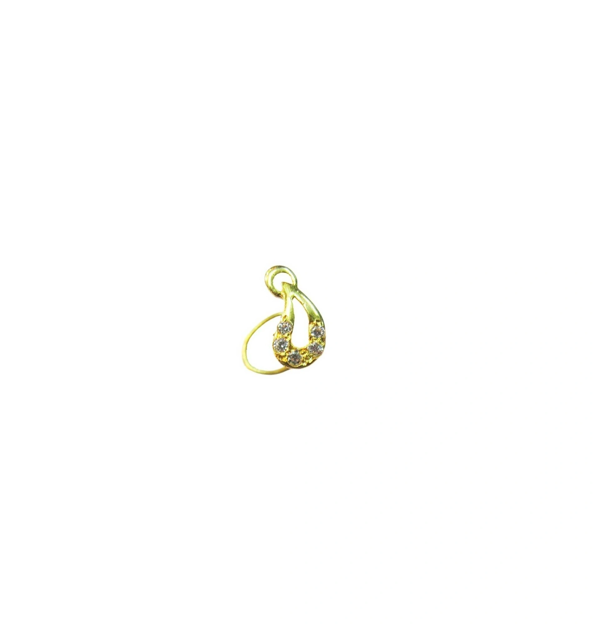 Vinayak Cubic Zirconia Gold Nose Stud(keri)-Fancy design-1