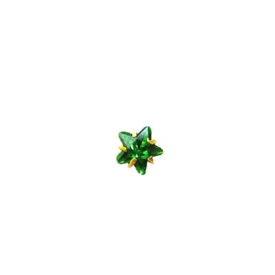 Vinayak Star Cubic Zirconia Gold Nose Stud(Emerald Green 4mm)