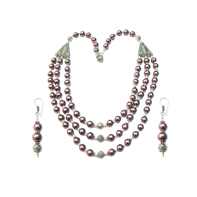 Vinayak victorian pearls necklace Set(Pink Shell )