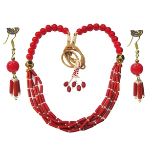 Rajwada necklace collection with earrings (Coral)