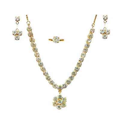 Vinayak Solitaire 18k Gold Plated Necklace Set (C Z)6