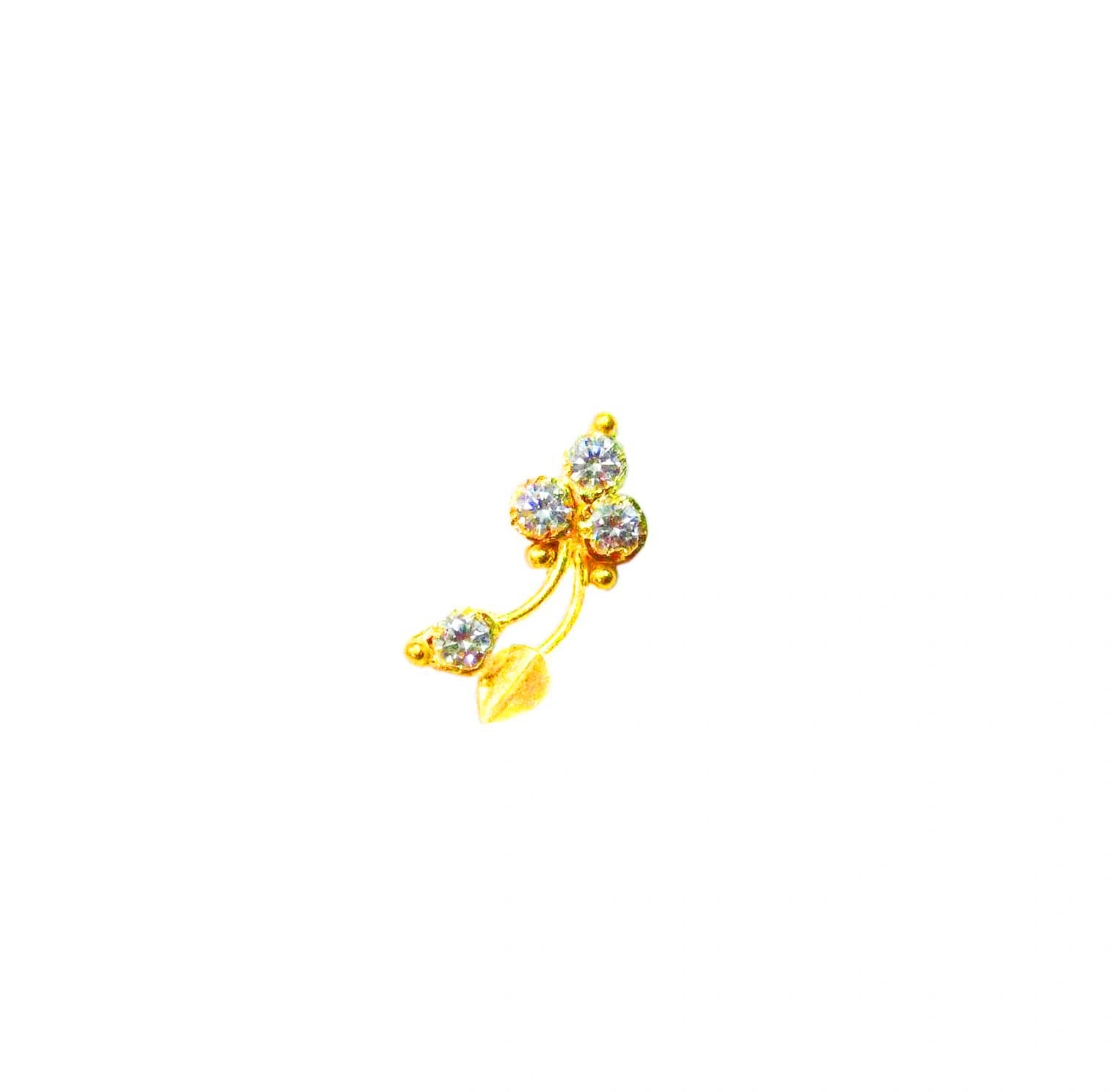 Vinayak CUBIC ZIRCONIA Gold Nose Stud (Leaf)-2