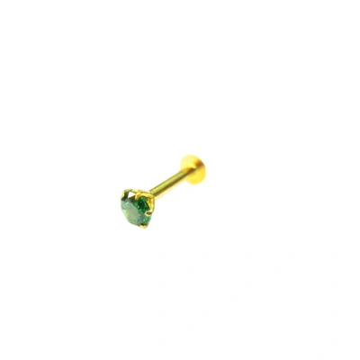 Vinayak soliteire Cubic Zirconia Gold Nose Stud (4 mm Green)