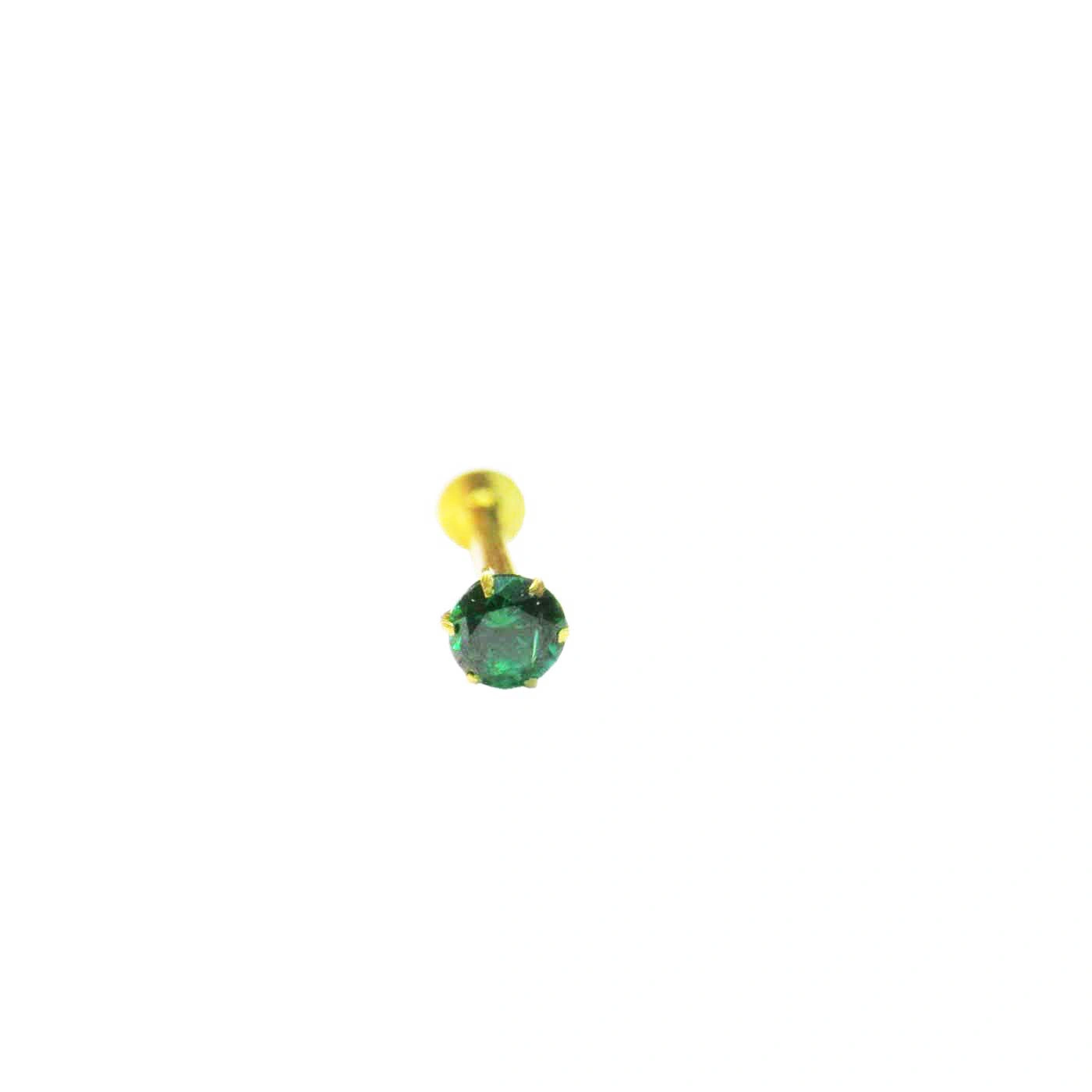 Vinayak soliteire Cubic Zirconia Gold Nose Stud (4 mm Green)-C Z-1