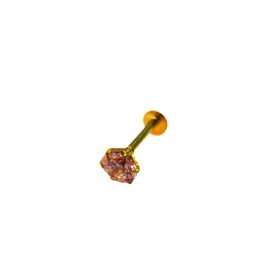 Vinayak soliteire Cubic Zirconia Gold Nose Stud (4 mm Pink Sapphire)