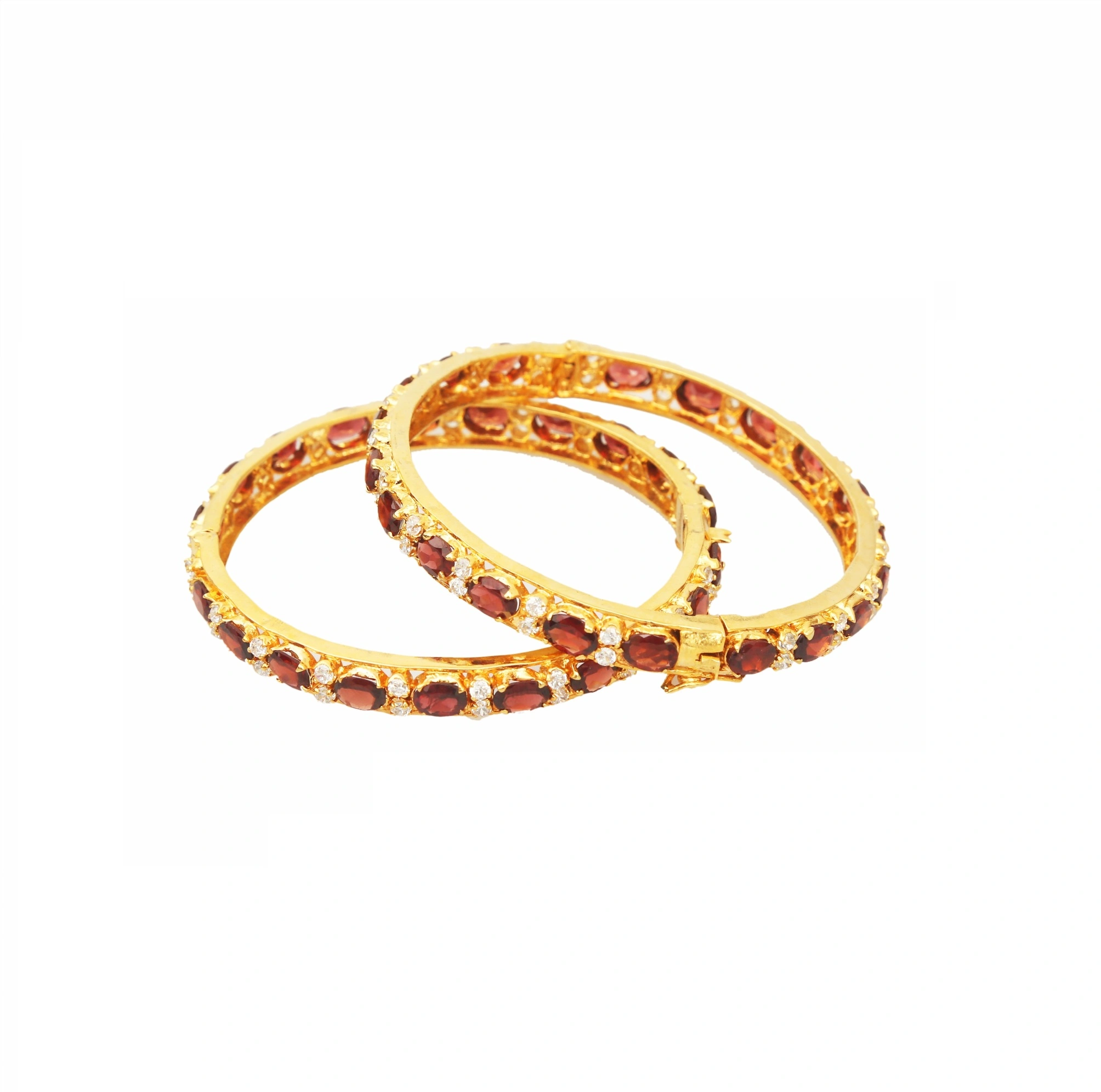 Vinayak Maharani Necklace Set with 1 Pair Bangle (Real Garnet)-garnet-3