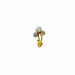 vinayak american diamond gold nose stud with 3 c z (leaf)