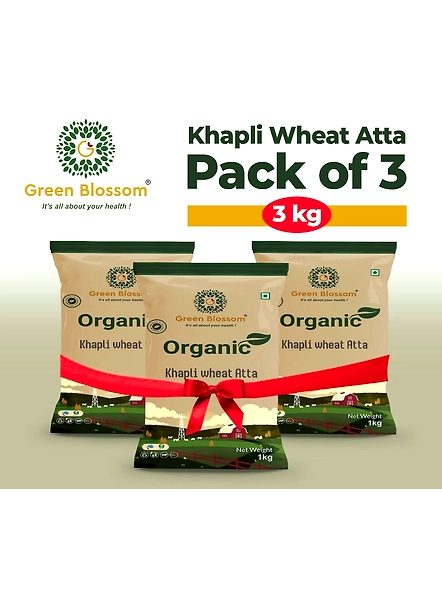 Green Blossom Khapli Wheat Flour (Stone Grind) - Pack of 3