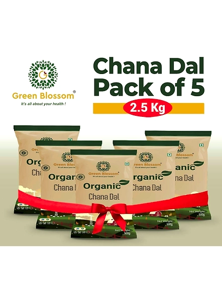 Green Blossom Organic Chana Dal - 500g , (Pack of 5 ) - 2.5 Kg
