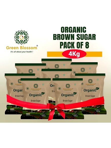 Green Blossom Organic Brown Sugar 500g - Pack of 8