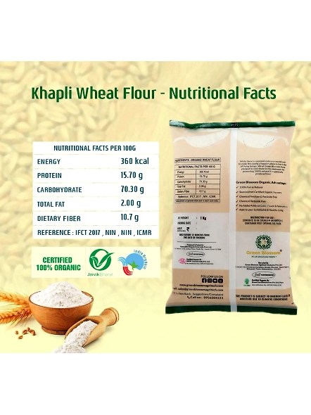 Green Blossom Khapli Wheat Flour - 10 Kg ( Pack of 10, 1Kg , Stone Grind)