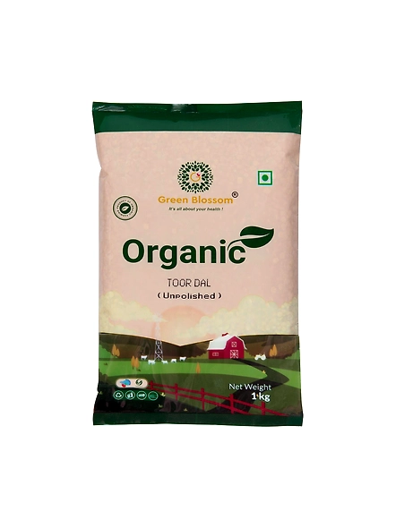 Green Blossom Organic Toor Dal /Arhar Dal / Split Pigeon Pea - 5 Kg ( Pack of 5 , 1 Kg , Unpolished)