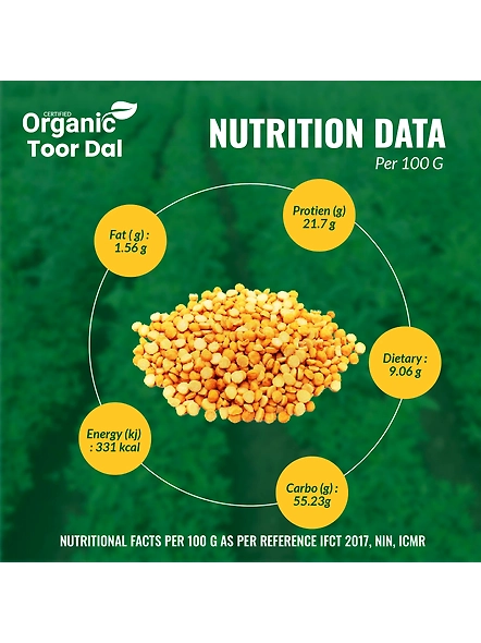 Green Blossom Organic Toor Dal /Arhar Dal / Split Pigeon Pea - 5 Kg ( Pack of 5 , 1 Kg , Unpolished)