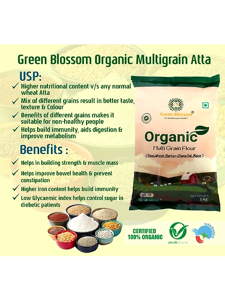 Green Blossom Organic Multi Grain Flour - Pack of 5