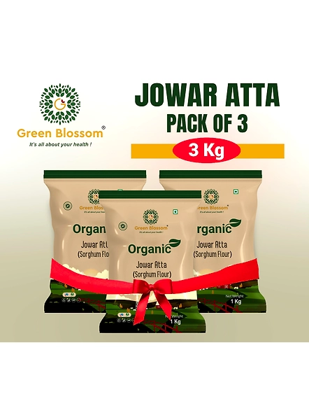 Green Blossom Organic Jowar Atta / Sorghum Flour - Pack of 3 (3 Kg)