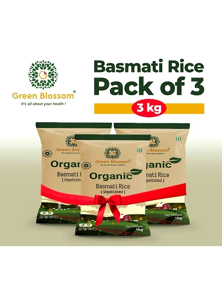 Green Blossom Organic Basmati Rice White - Pack of 3