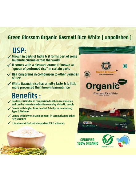 Green Blossom Organic Basmati Rice White - Pack of 3