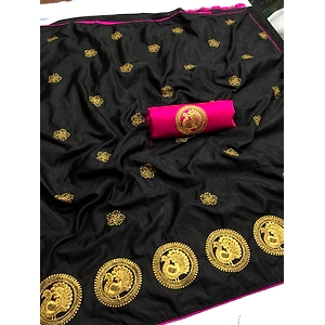 Soft two tone sana silk Black color saree