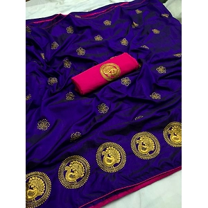 Designer soft two tone sana silk Blue color saree