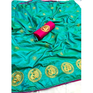 Designer soft two tone sana silk Rama color saree