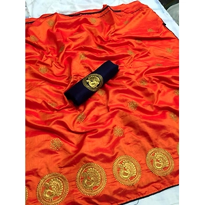 Designer soft two tone sana silk Orange color saree