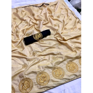 Designer soft two tone sana silk cream color saree