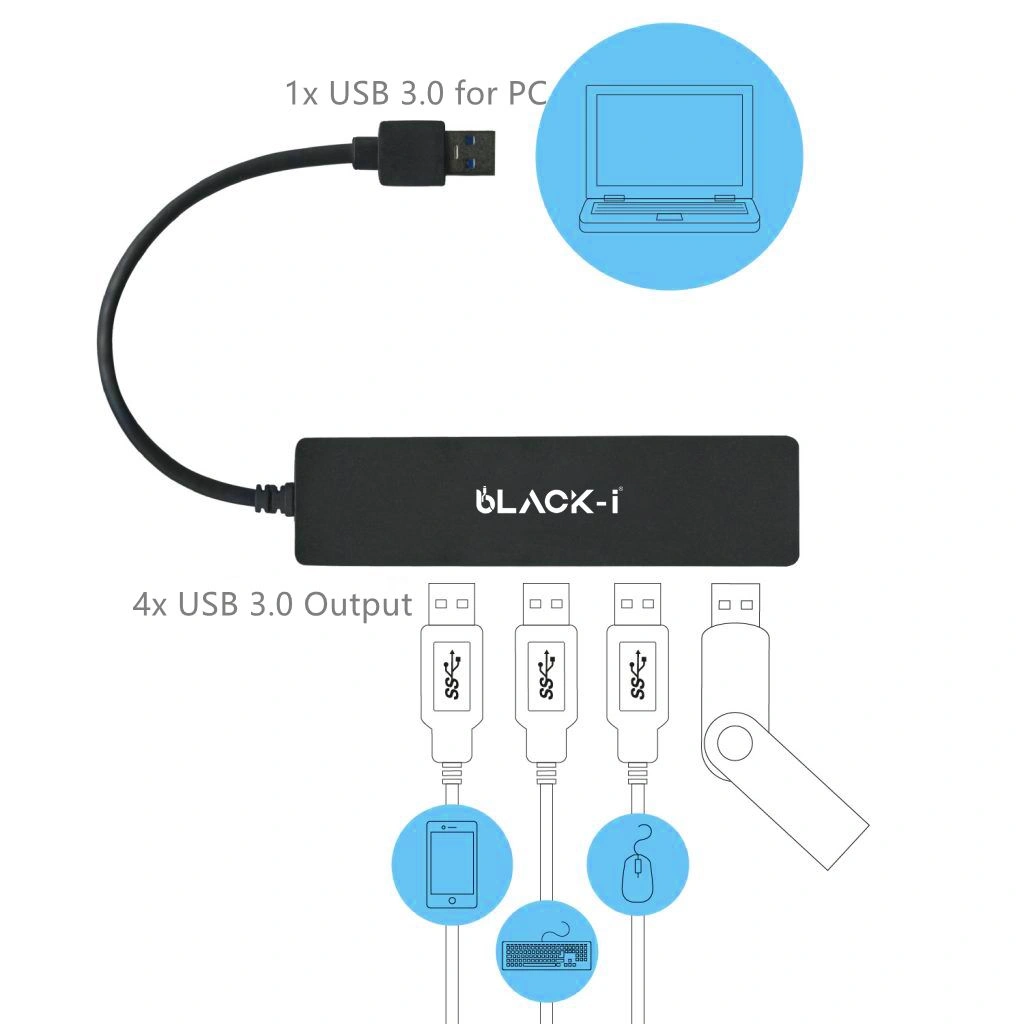 Black-i USB 3.0 4 PORT HUB BI-U3-4H-3