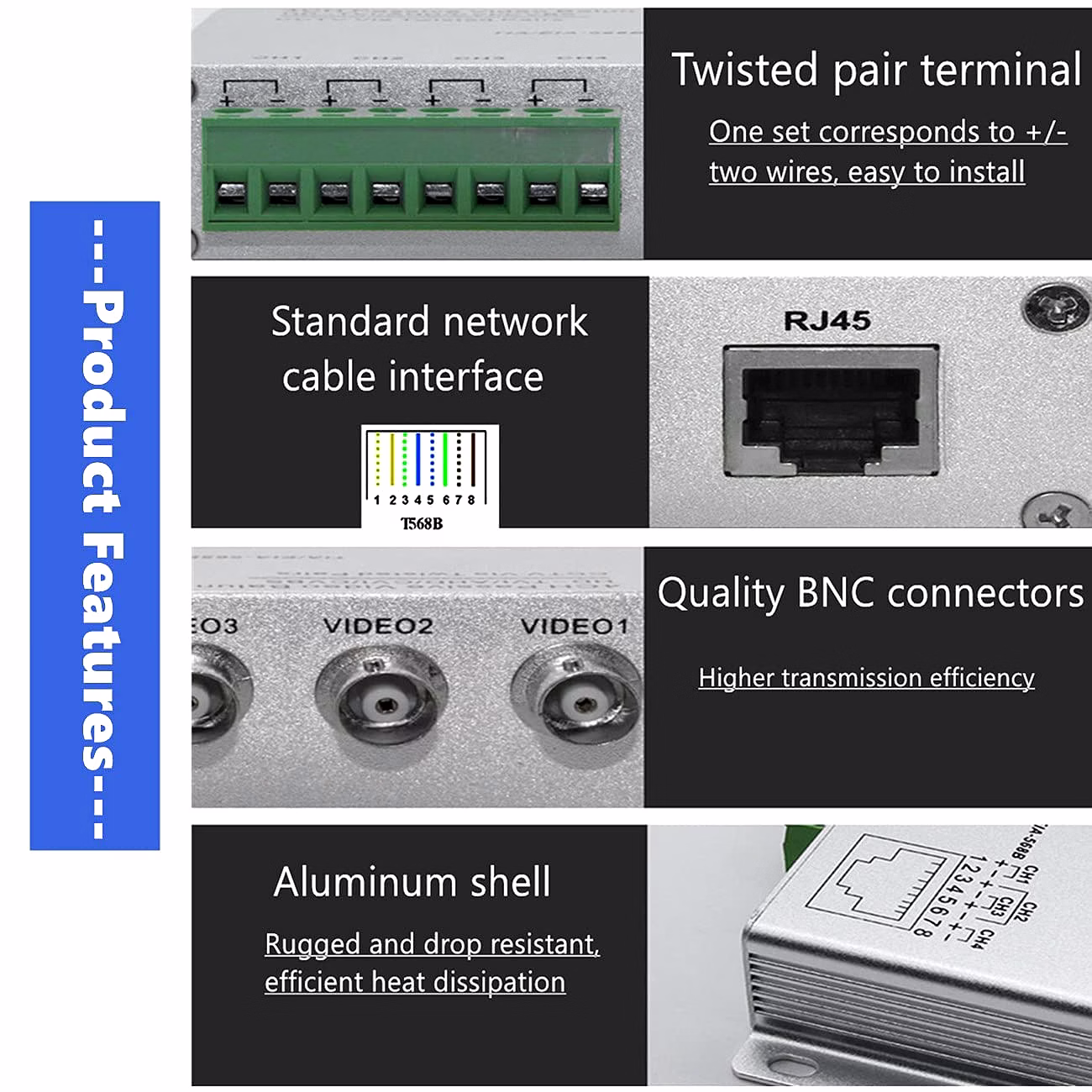 8 CH. CCTV PASSIVE VIDEO BALLON OVER CAT6 (VIDEO BALLON) RAC-BALPS-8CH image 6