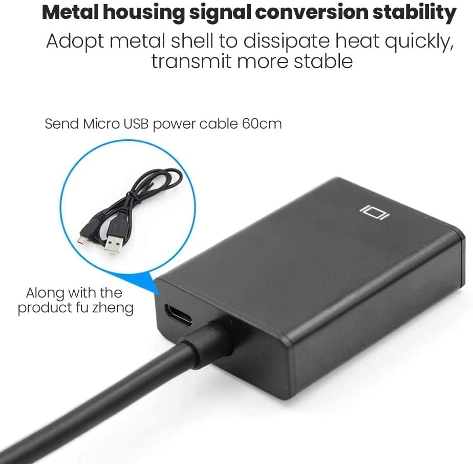 Cablelink VGA to HDMI Adapter VGA to HDMI Converter VGA Male to HDMI Female with 3.5MM Audio Jack Full HD 1080P for Connecting Monitor PC Laptop Computer Desktop HDTV Projector DVD Office Meeting-2