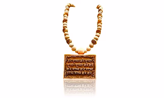 Kamada Creations Spritual hare krishna hare ram Tulsi bead Necklace pendant