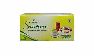 Apollo Pharmacy Sweetener - Sachets, 100 pcs Plastic Box, 100 pcs