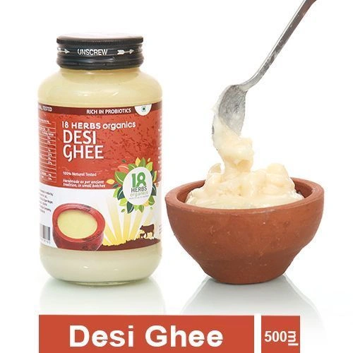 18 Herbs Organics Desi Ghee (Rich In Probiotics), 500 ml-Grains10562