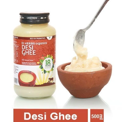 18 Herbs Organics Desi Ghee (Rich In Probiotics), 500 ml